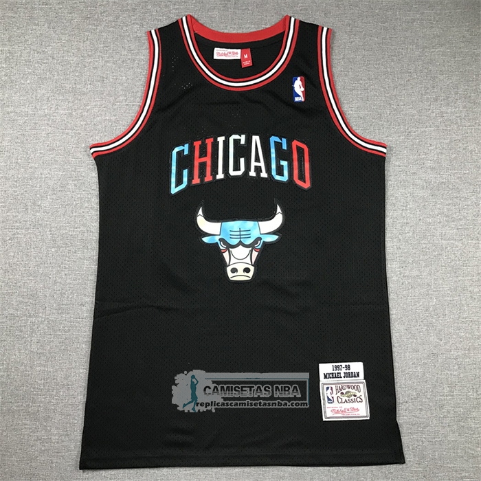 Camiseta Chicago Bulls Michael Jordan NO 23 Mitchell & Ness 1997-98 Negro2